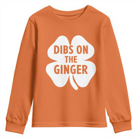 St Patricks Day Shamrock Dibs On The Ginger Youth Sweatshirt Funny Redhead Irish