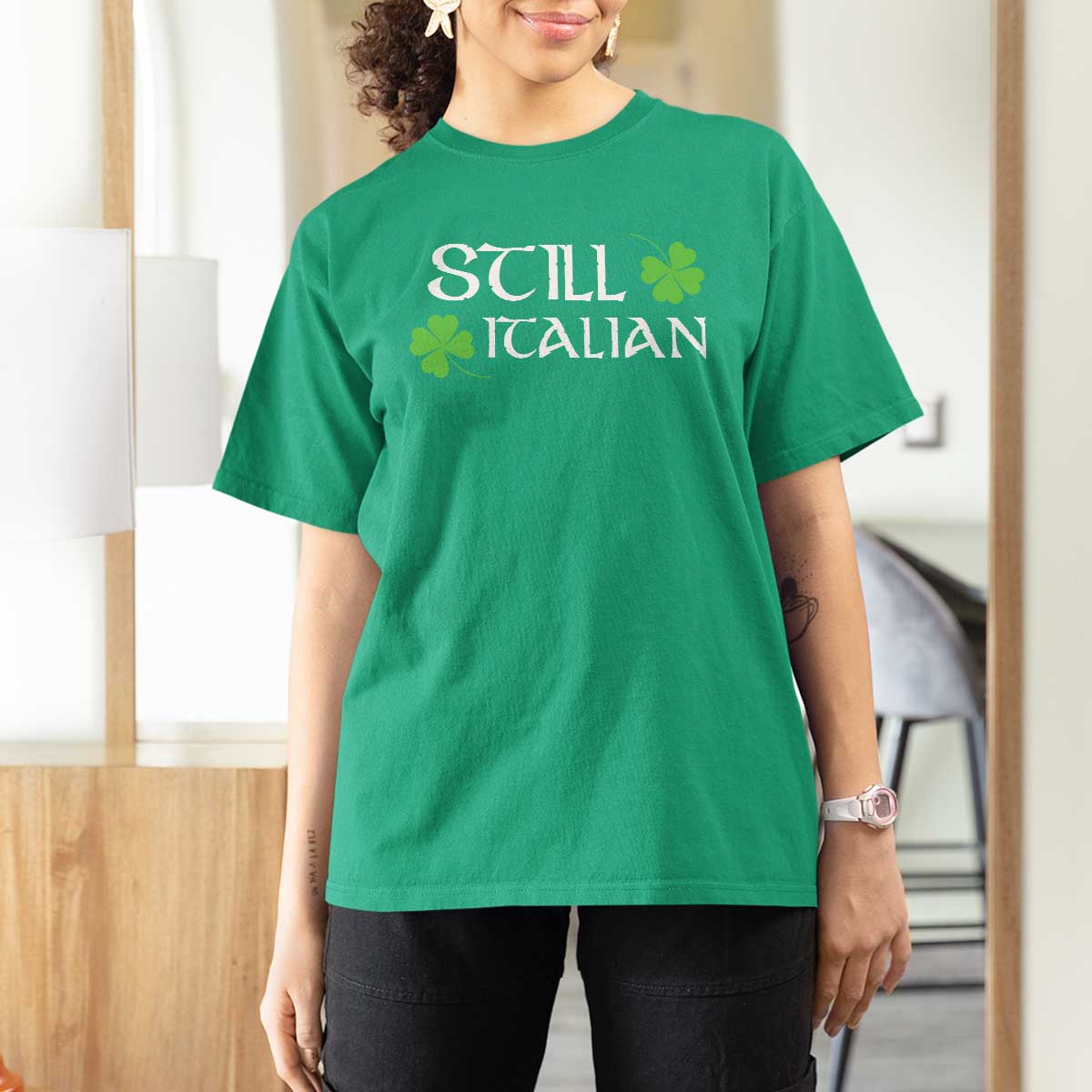 Still Italian St Patricks Day T Shirt For Women Lucky Shamrock