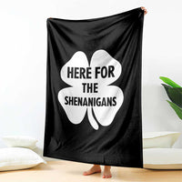 Funny Irish St Patricks Day Throw Blanket Here for the Shenanigans