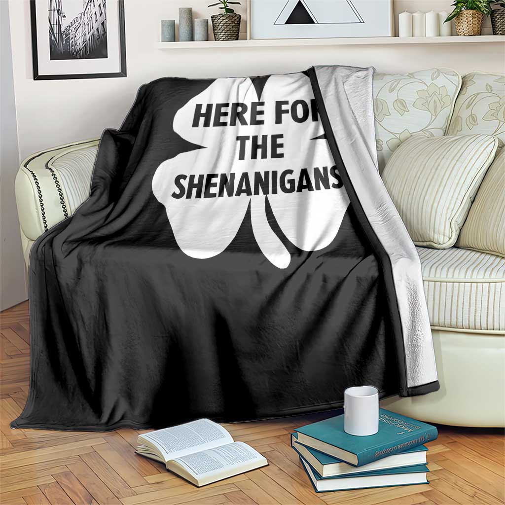 Funny Irish St Patricks Day Throw Blanket Here for the Shenanigans