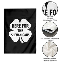 Funny Irish St Patricks Day Garden Flag Here for the Shenanigans