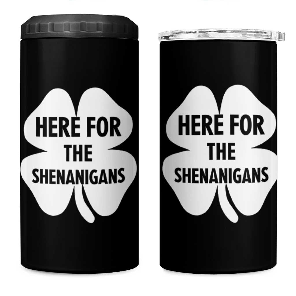 Funny Irish St Patricks Day 4 in 1 Can Cooler Tumbler Here for the Shenanigans