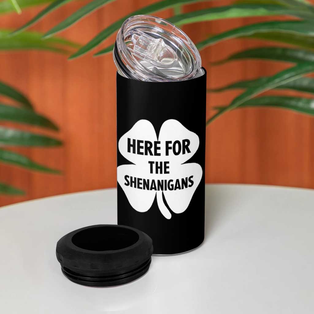 Funny Irish St Patricks Day 4 in 1 Can Cooler Tumbler Here for the Shenanigans