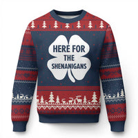 Funny Irish St Patricks Day Ugly Christmas Sweater Here for the Shenanigans