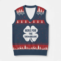 Funny Irish St Patricks Day V-Neck Knit Sweater Vest Here for the Shenanigans