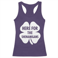 Funny Irish St Patricks Day Racerback Tank Top Here for the Shenanigans