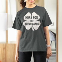 Funny Irish St Patricks Day T Shirt For Women Here for the Shenanigans