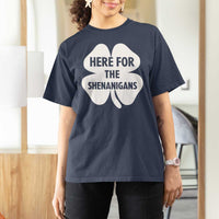 Funny Irish St Patricks Day T Shirt For Women Here for the Shenanigans