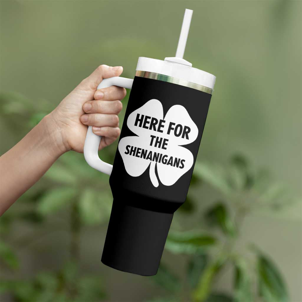 Funny Irish St Patricks Day Tumbler With Handle Here for the Shenanigans
