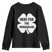 Funny Irish St Patricks Day Youth Sweatshirt Here for the Shenanigans