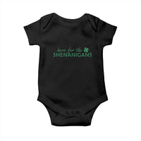 Funny Irish St Patricks Day Baby Onesie Here For The Shenanigan Shamrock