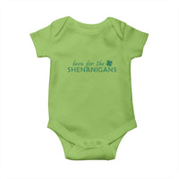 Funny Irish St Patricks Day Baby Onesie Here For The Shenanigan Shamrock