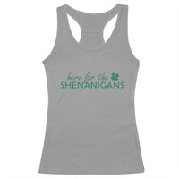 Funny Irish St Patricks Day Racerback Tank Top Here For The Shenanigan Shamrock