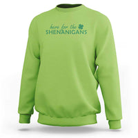 Funny Irish St Patricks Day Sweatshirt Here For The Shenanigan Shamrock