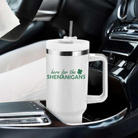 Funny Irish St Patricks Day Tumbler With Handle Here For The Shenanigan Shamrock
