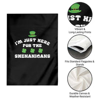 Funny Irish St Patricks Day Garden Flag I'm Just Here For The Shenanigans Shamrock