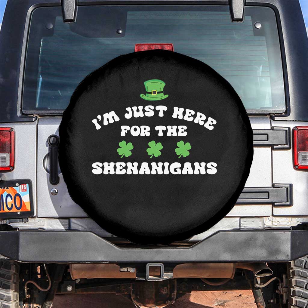 Funny Irish St Patricks Day Spare Tire Cover I'm Just Here For The Shenanigans Shamrock