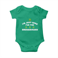 Funny Irish St Patricks Day Baby Onesie I'm Just Here For The Shenanigans Shamrock