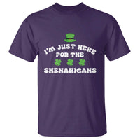 Funny Irish St Patricks Day T Shirt I'm Just Here For The Shenanigans Shamrock