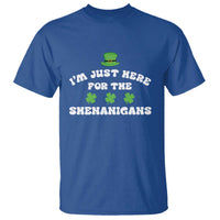Funny Irish St Patricks Day T Shirt I'm Just Here For The Shenanigans Shamrock