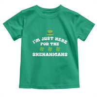 Funny Irish St Patricks Day Toddler T Shirt I'm Just Here For The Shenanigans Shamrock