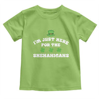 Funny Irish St Patricks Day Toddler T Shirt I'm Just Here For The Shenanigans Shamrock