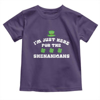 Funny Irish St Patricks Day Toddler T Shirt I'm Just Here For The Shenanigans Shamrock