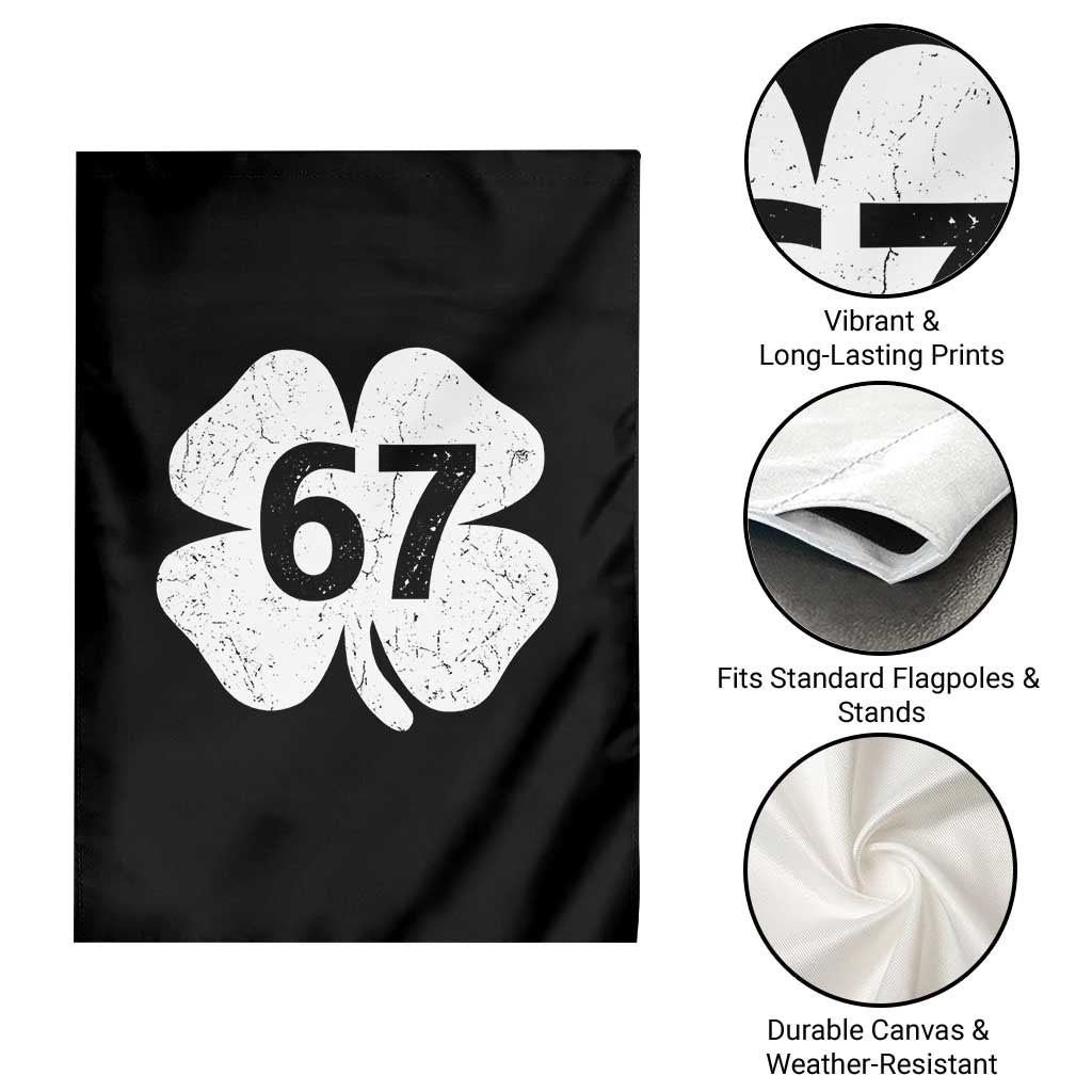 Funny Irish St Patricks Day Shamrock 67 Garden Flag Six Seven 6 7 Meme Gen Alpha Slang