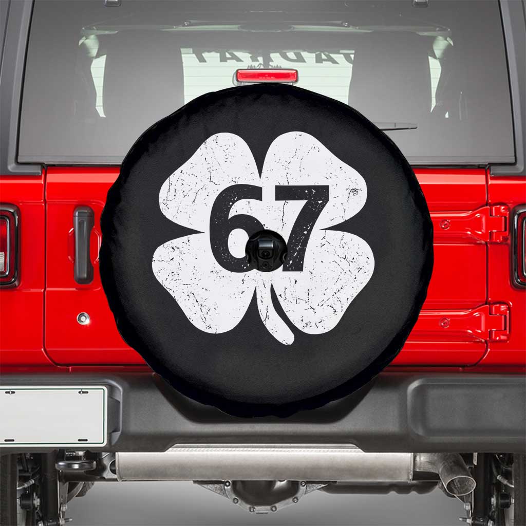Funny Irish St Patricks Day Shamrock 67 Spare Tire Cover Six Seven 6 7 Meme Gen Alpha Slang