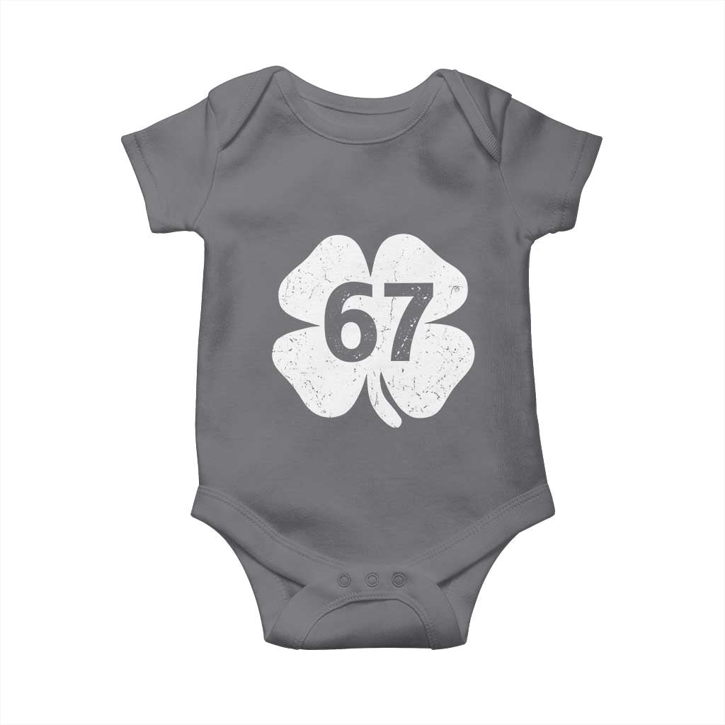 Funny Irish St Patricks Day Shamrock 67 Baby Onesie Six Seven 6 7 Meme Gen Alpha Slang