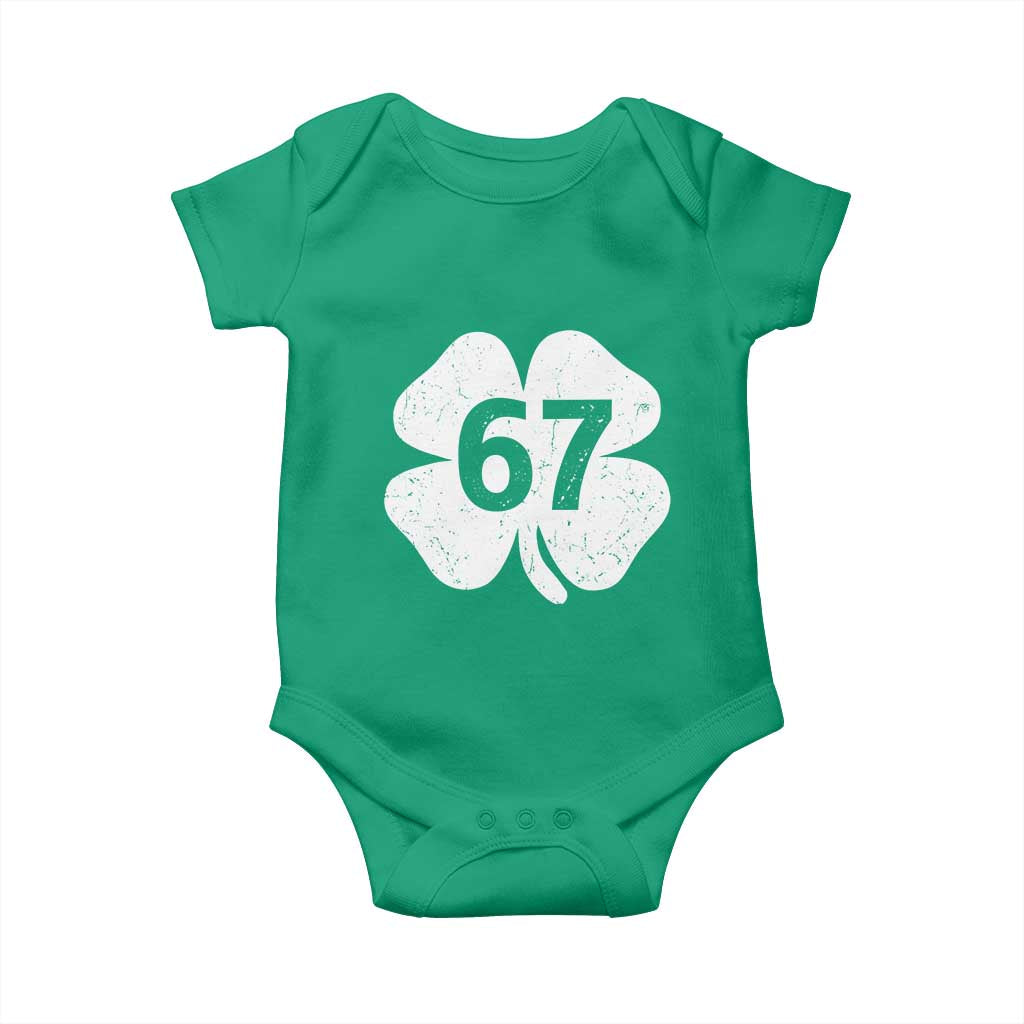 Funny Irish St Patricks Day Shamrock 67 Baby Onesie Six Seven 6 7 Meme Gen Alpha Slang