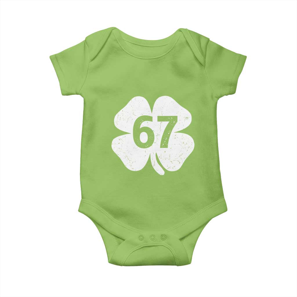 Funny Irish St Patricks Day Shamrock 67 Baby Onesie Six Seven 6 7 Meme Gen Alpha Slang