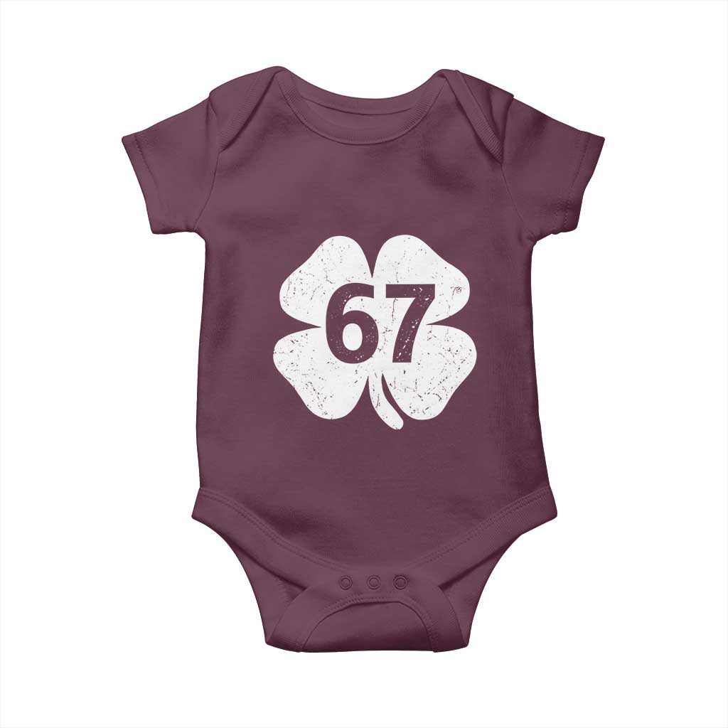 Funny Irish St Patricks Day Shamrock 67 Baby Onesie Six Seven 6 7 Meme Gen Alpha Slang