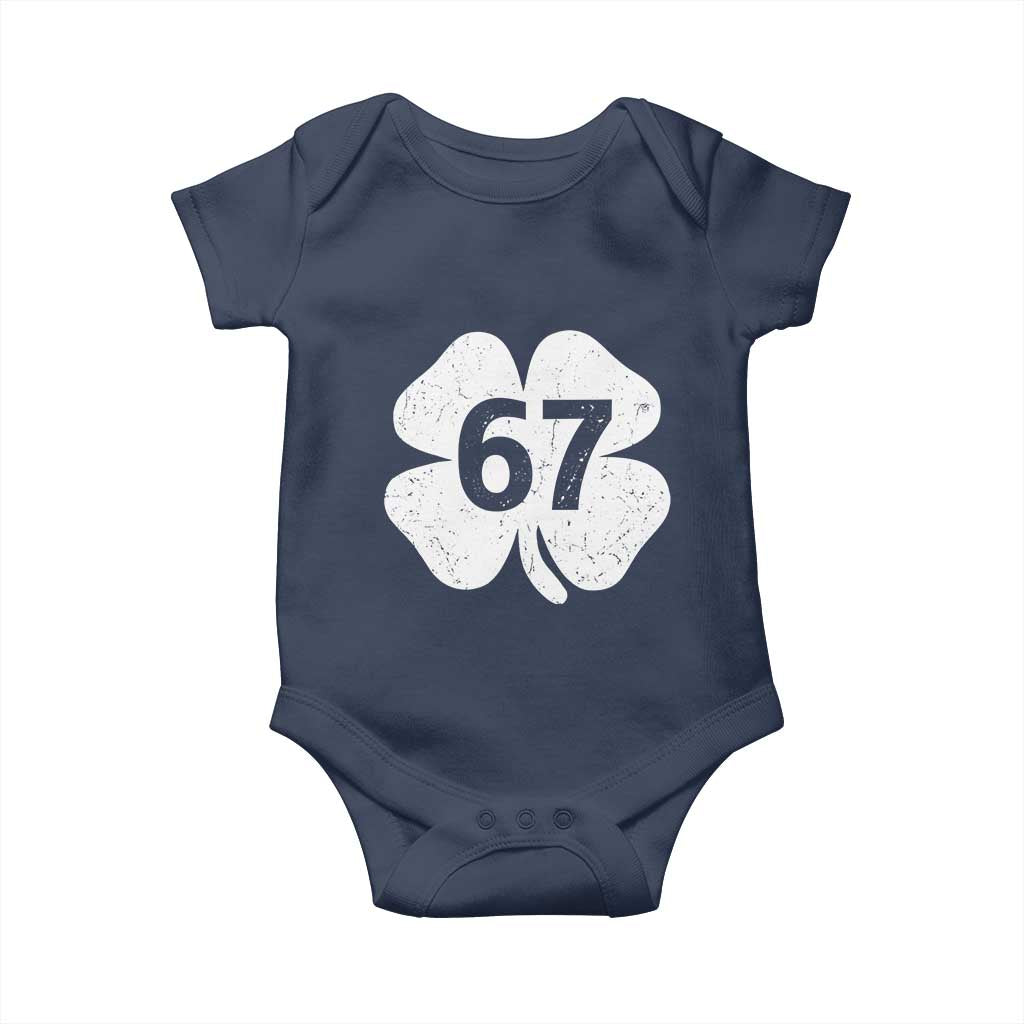 Funny Irish St Patricks Day Shamrock 67 Baby Onesie Six Seven 6 7 Meme Gen Alpha Slang