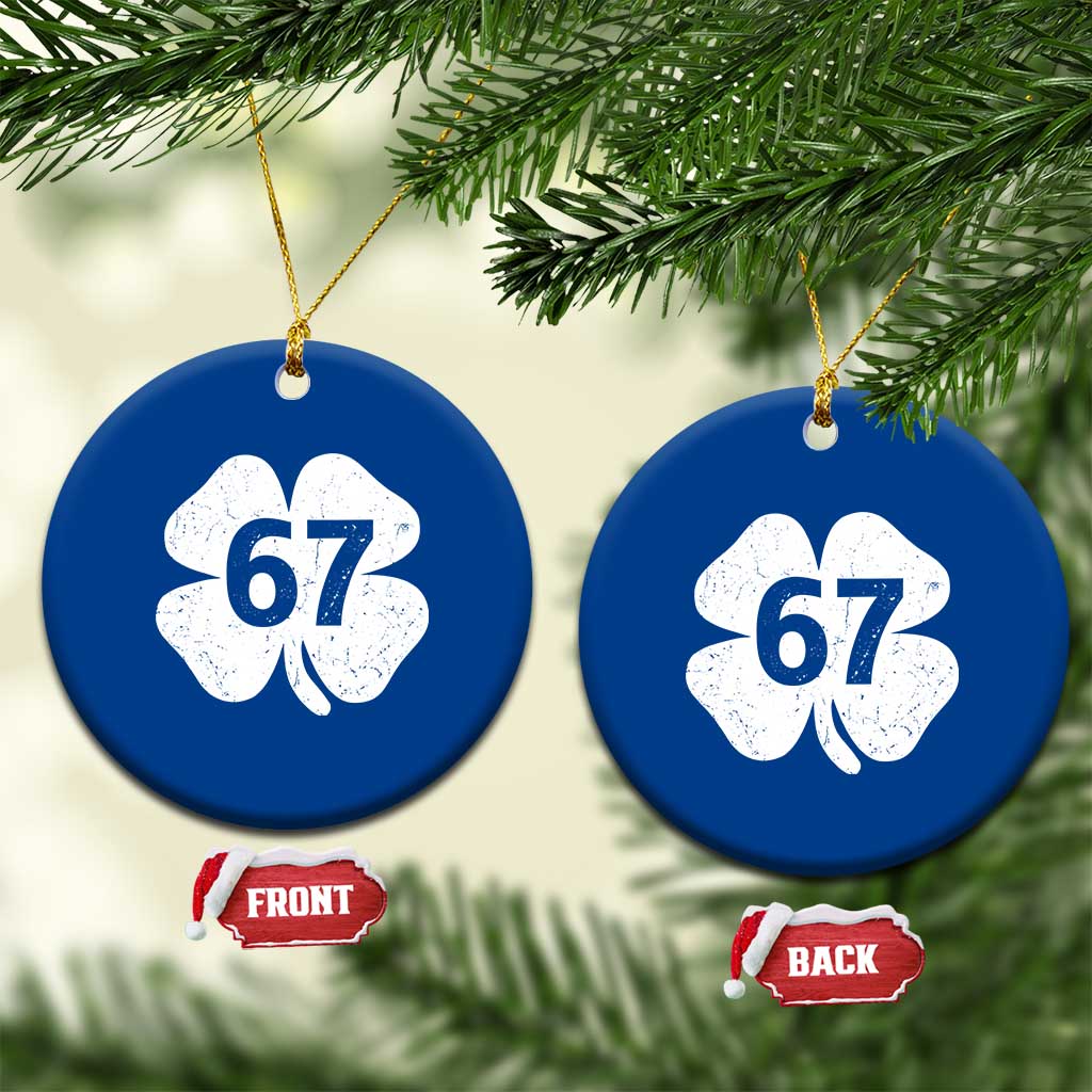Funny Irish St Patricks Day Shamrock 67 Ceramic Ornament Six Seven 6 7 Meme Gen Alpha Slang