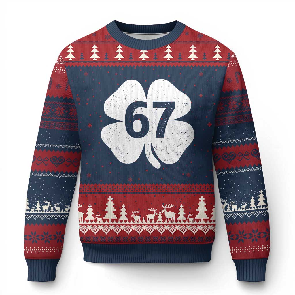 Funny Irish St Patricks Day Shamrock 67 Ugly Christmas Sweater Six Seven 6 7 Meme Gen Alpha Slang
