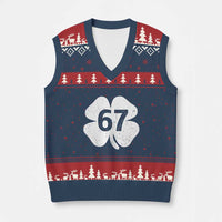 Funny Irish St Patricks Day Shamrock 67 V-Neck Knit Sweater Vest Six Seven 6 7 Meme Gen Alpha Slang
