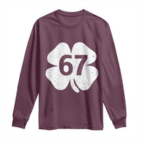 Funny Irish St Patricks Day Shamrock 67 Long Sleeve Shirt Six Seven 6 7 Meme Gen Alpha Slang