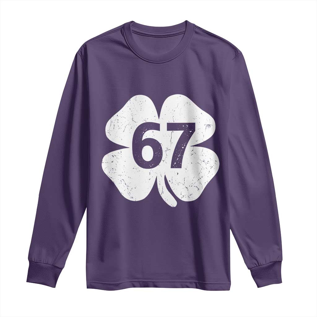 Funny Irish St Patricks Day Shamrock 67 Long Sleeve Shirt Six Seven 6 7 Meme Gen Alpha Slang