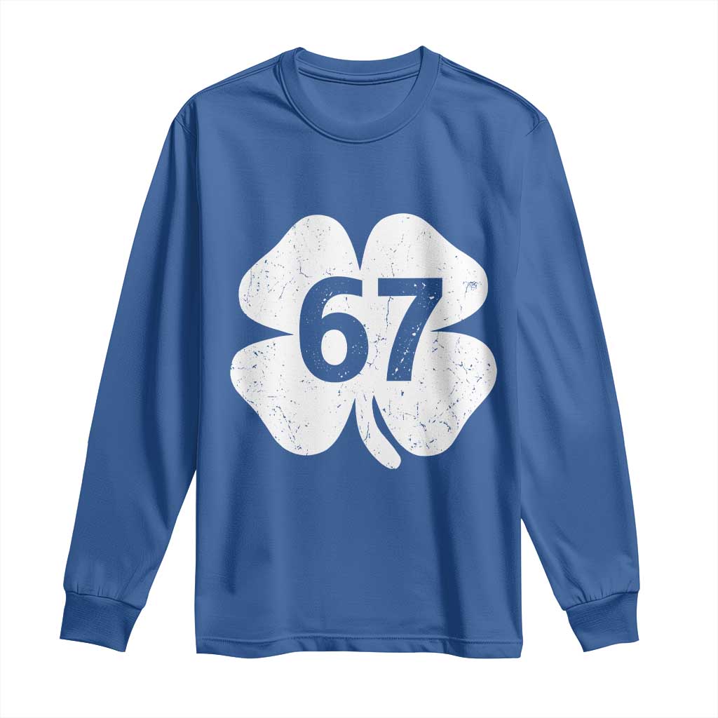 Funny Irish St Patricks Day Shamrock 67 Long Sleeve Shirt Six Seven 6 7 Meme Gen Alpha Slang