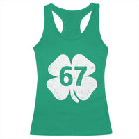Funny Irish St Patricks Day Shamrock 67 Racerback Tank Top Six Seven 6 7 Meme Gen Alpha Slang