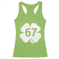 Funny Irish St Patricks Day Shamrock 67 Racerback Tank Top Six Seven 6 7 Meme Gen Alpha Slang
