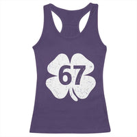 Funny Irish St Patricks Day Shamrock 67 Racerback Tank Top Six Seven 6 7 Meme Gen Alpha Slang