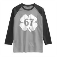 Funny Irish St Patricks Day Shamrock 67 Raglan Shirt Six Seven 6 7 Meme Gen Alpha Slang