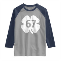 Funny Irish St Patricks Day Shamrock 67 Raglan Shirt Six Seven 6 7 Meme Gen Alpha Slang