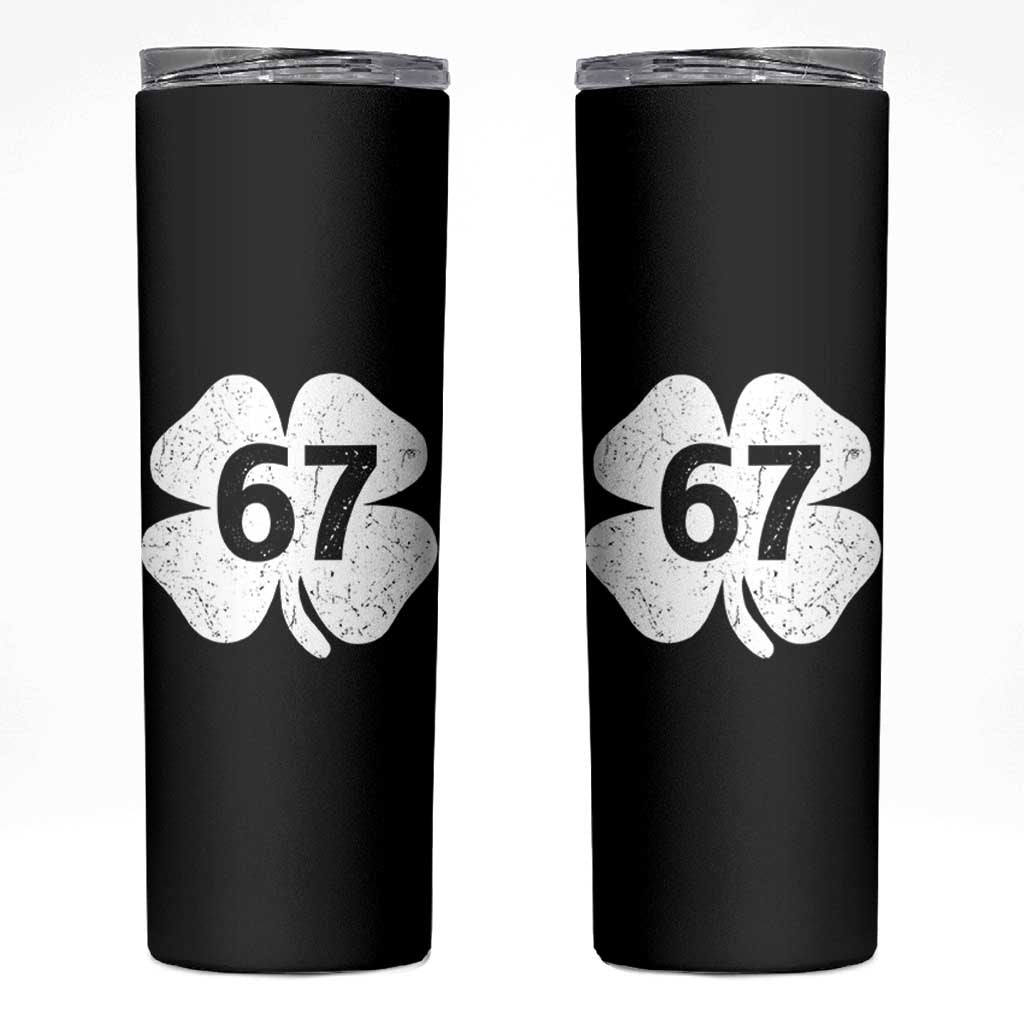 Funny Irish St Patricks Day Shamrock 67 Skinny Tumbler Six Seven 6 7 Meme Gen Alpha Slang