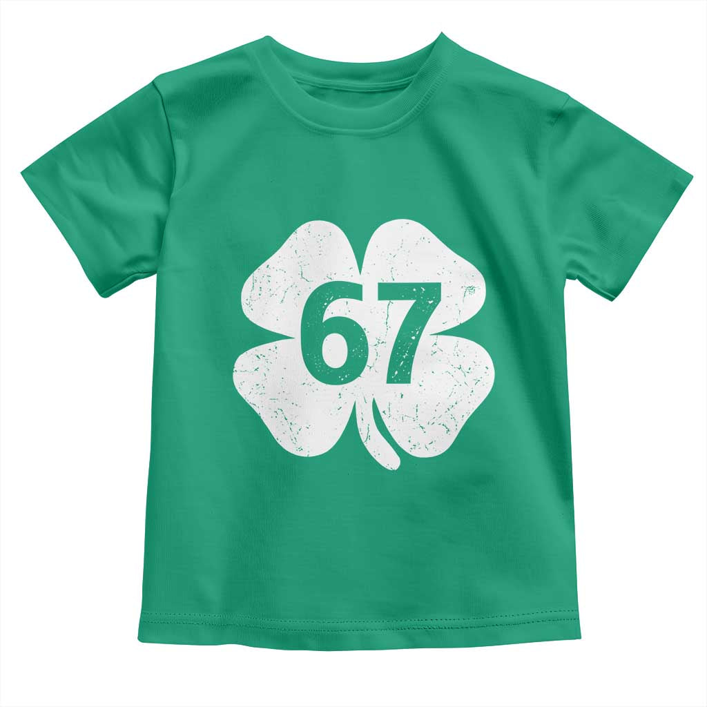 Funny Irish St Patricks Day Shamrock 67 Toddler T Shirt Six Seven 6 7 Meme Gen Alpha Slang