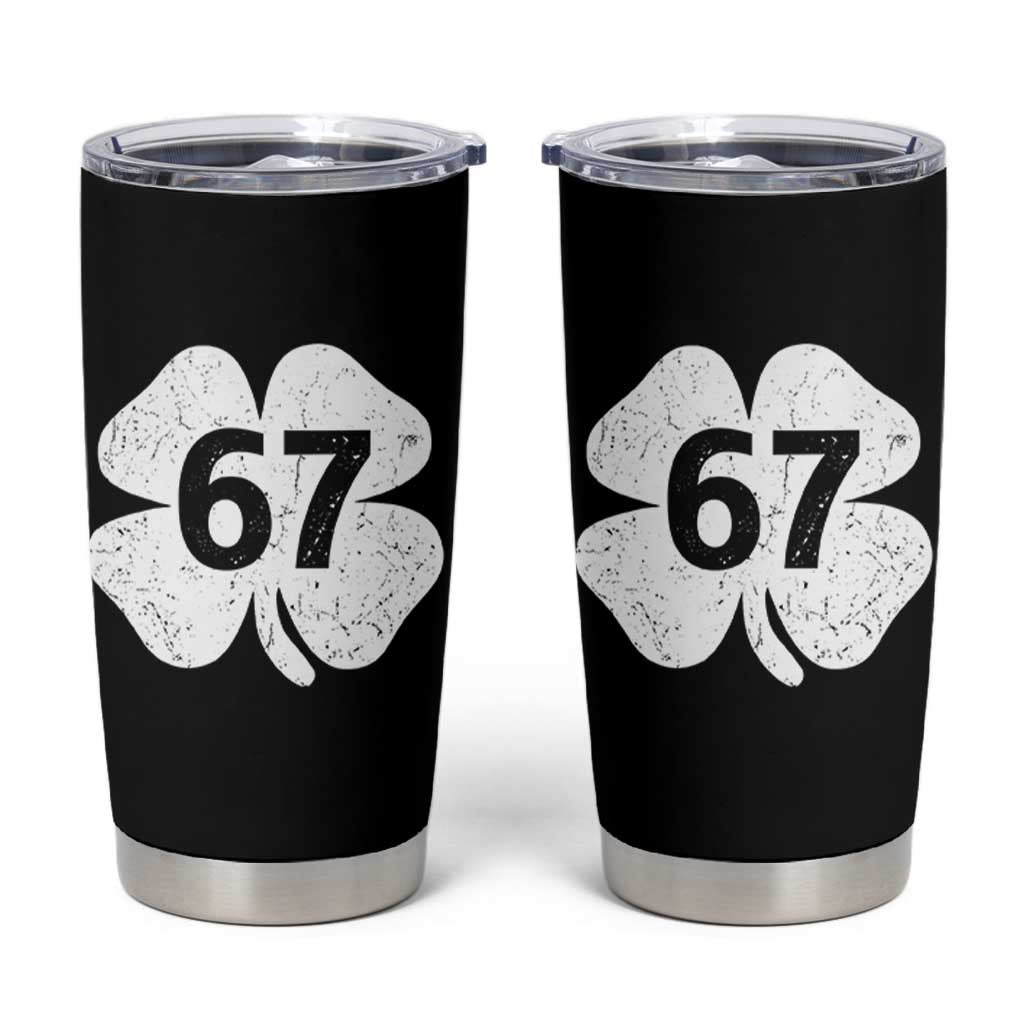Funny Irish St Patricks Day Shamrock 67 Tumbler Cup Six Seven 6 7 Meme Gen Alpha Slang