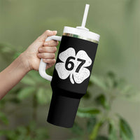 Funny Irish St Patricks Day Shamrock 67 Tumbler With Handle Six Seven 6 7 Meme Gen Alpha Slang