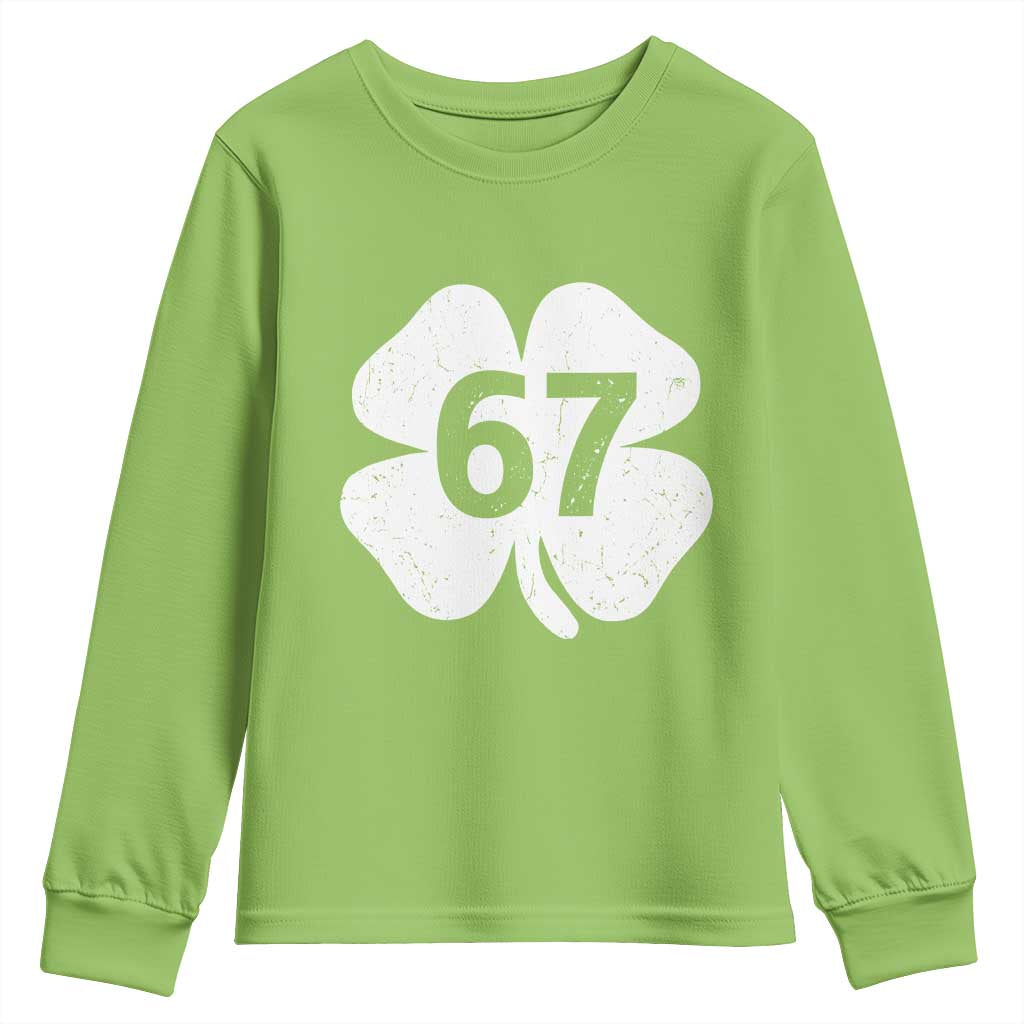 Funny Irish St Patricks Day Shamrock 67 Youth Sweatshirt Six Seven 6 7 Meme Gen Alpha Slang